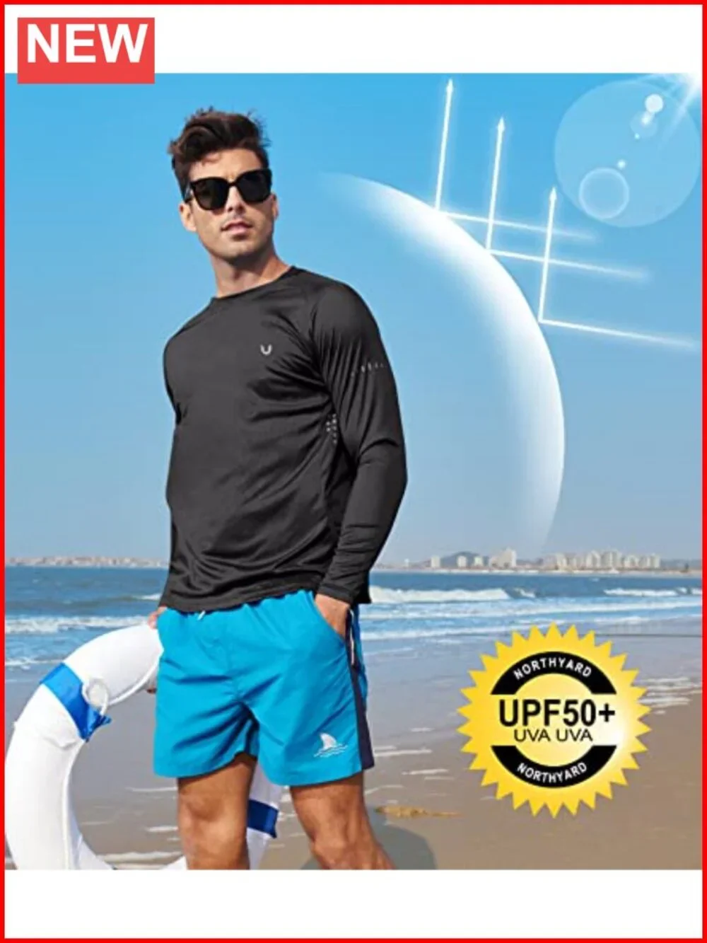 UPF 50+ Long Sleeve Sun Protection Shirt Quick Dry Athletic Running Rash Guard